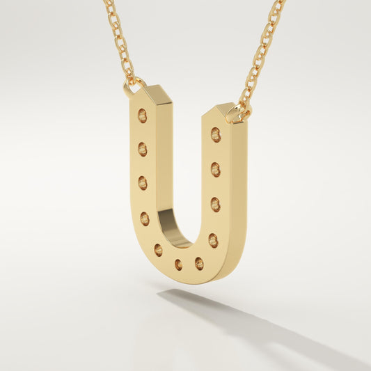 0.26 TCW Round Lab-Grown Diamond U Initial Necklace