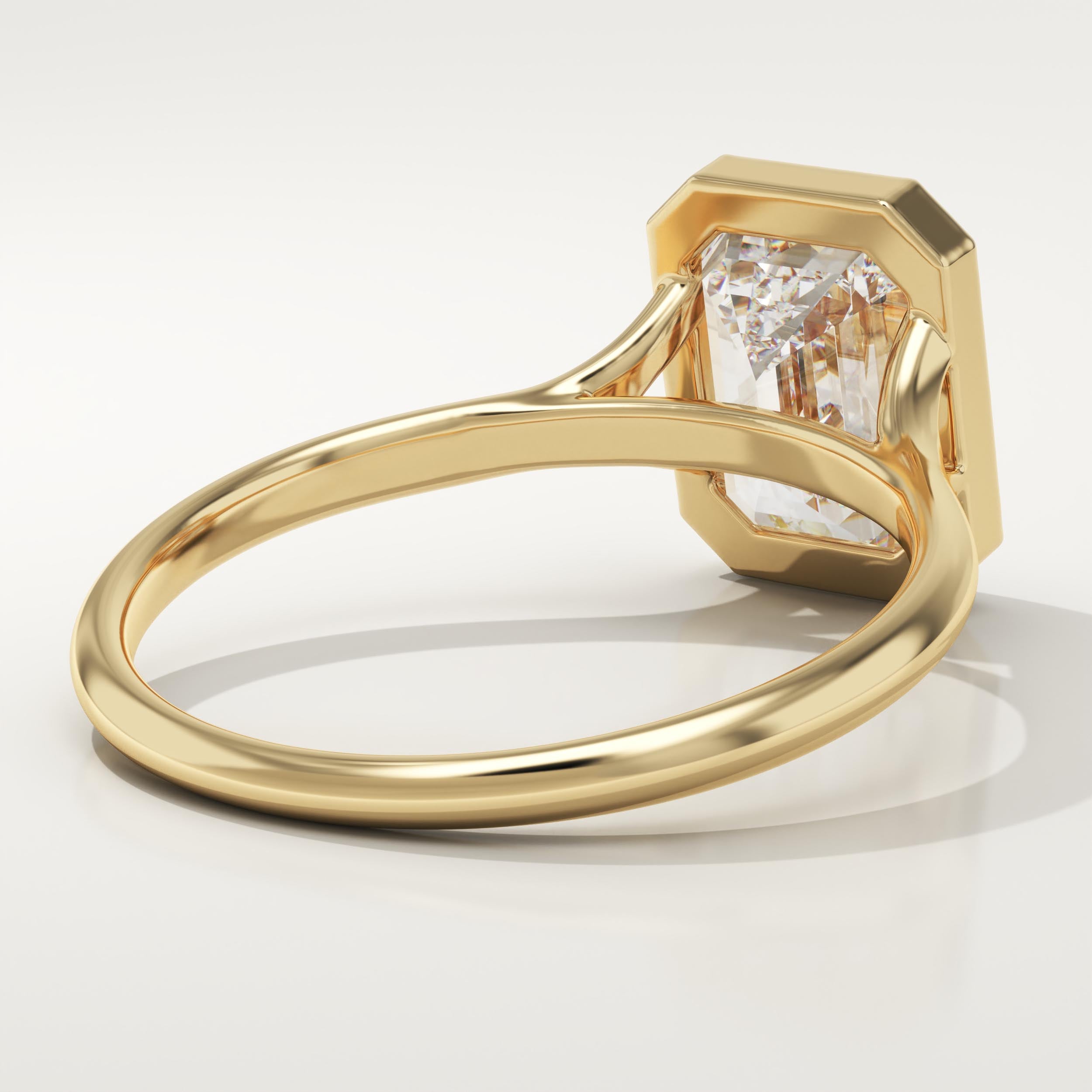 2.0 CT Emerald Cut Bezel Lab-Grown Diamond Engagement Ring