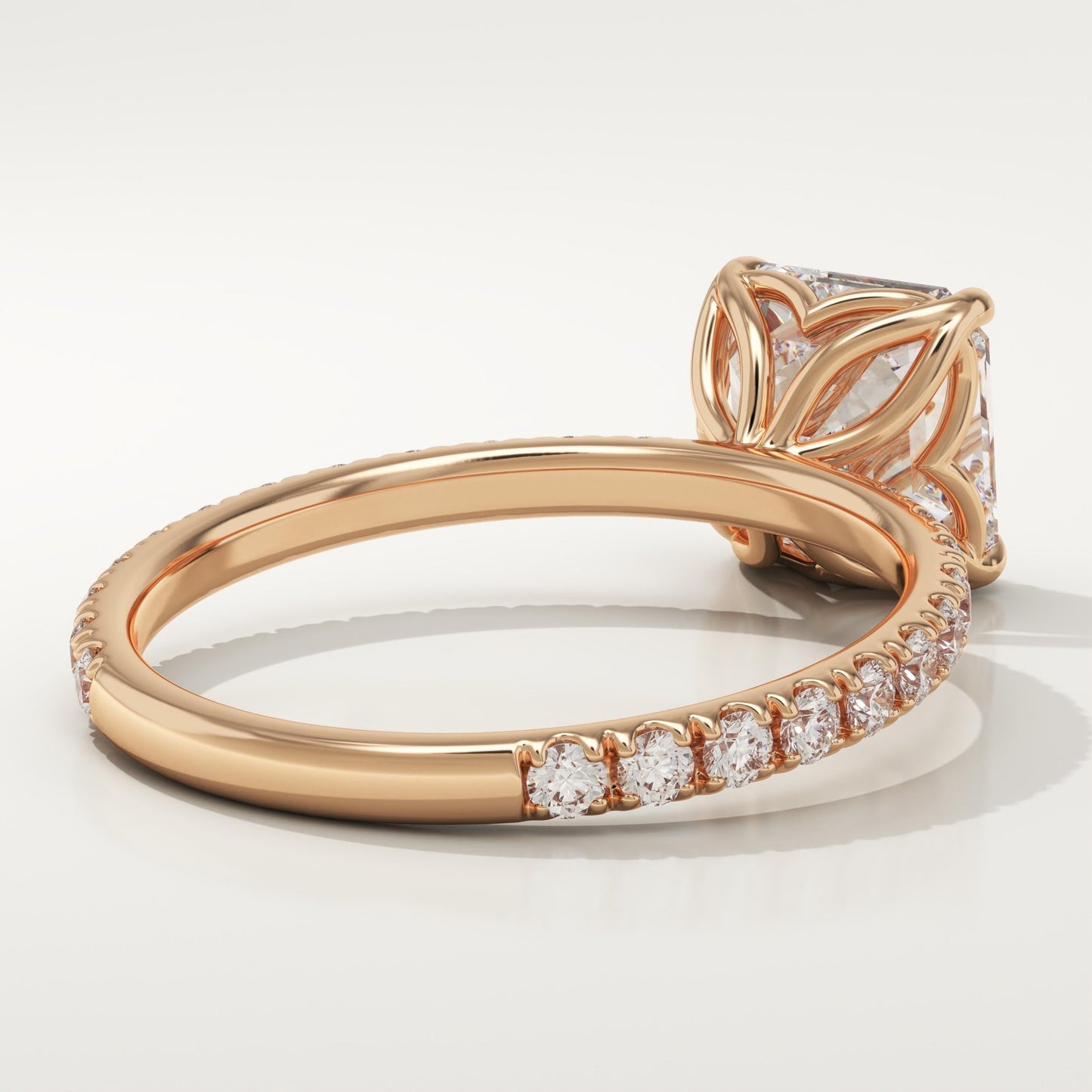 Asscher Cut Pave Lab-Grown Diamond Engagement Ring