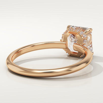 Asscher Cut Hidden Halo Lab-Grown Diamond Engagement Ring