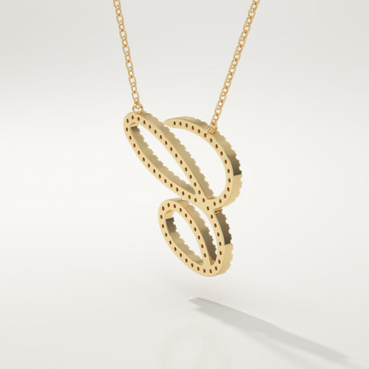 0.144 TCW Round Lab-Grown Diamond C Initial Necklace