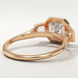 1.5 CT Asscher Cut Three Stone Bezel Lab-Grown Diamond Engagement Ring
