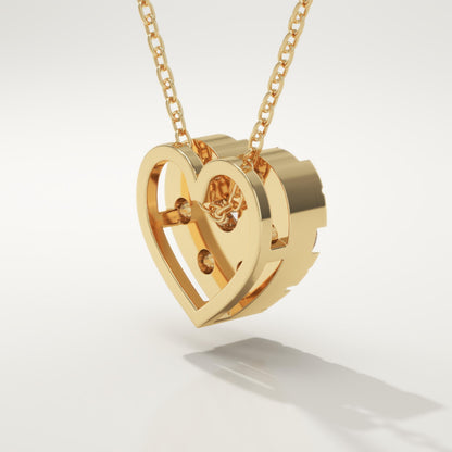 0.475 TCW Round Lab-Grown Diamond Heart Shaped Charm Necklace