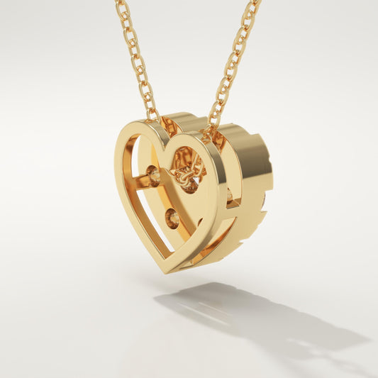 0.475 TCW Round Lab-Grown Diamond Heart Shaped Charm Necklace