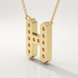 0.36 TCW Round Lab-Grown Diamond H Initial Necklace