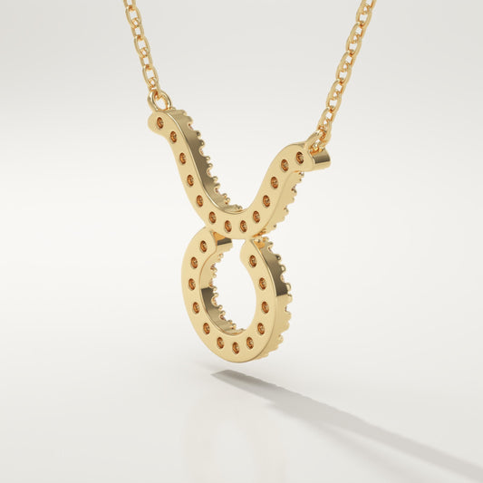 0.12 TCW Round Lab-Grown Diamond Taurus Zodiac Necklace