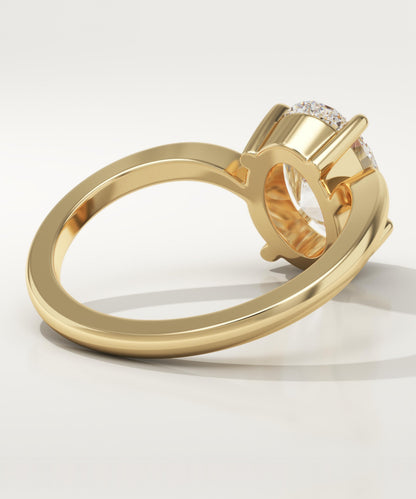 Oval Cut V Shaped Solitaire Lab-Grown Diamond Engagement Ring