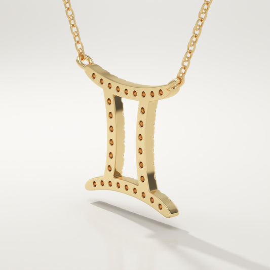 0.13 TCW Round Lab-Grown Diamond Gemini Zodiac Necklace