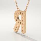 0.348 TCW Round Lab-Grown Diamond R Initial Necklace