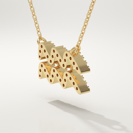 0.114 TCW Round Lab-Grown Diamond Aquarius Zodiac Necklace