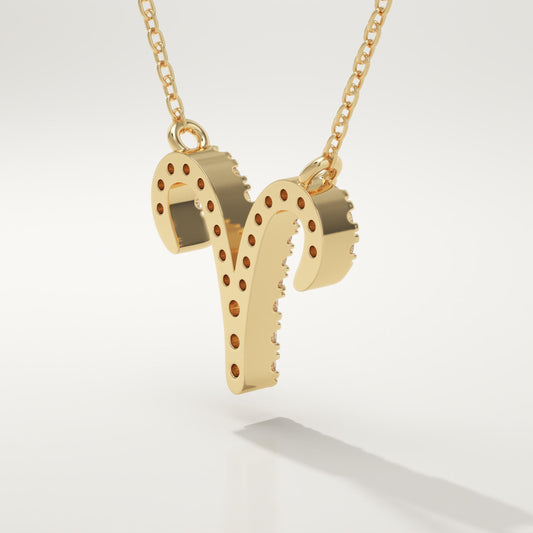 0.098 TCW Round Lab-Grown Diamond Aries Zodiac Necklace