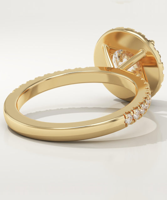 Round Cut Halo & Pave Lab-Grown Diamond Engagement Ring