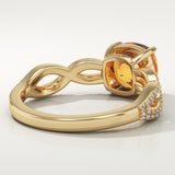 1.78 CT Cushion Cut Pave November-Citrine Birthstone Engagement Ring