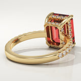 3.71 CT Emerald Cut Pave January-Garnet Birthstone Engagement Ring
