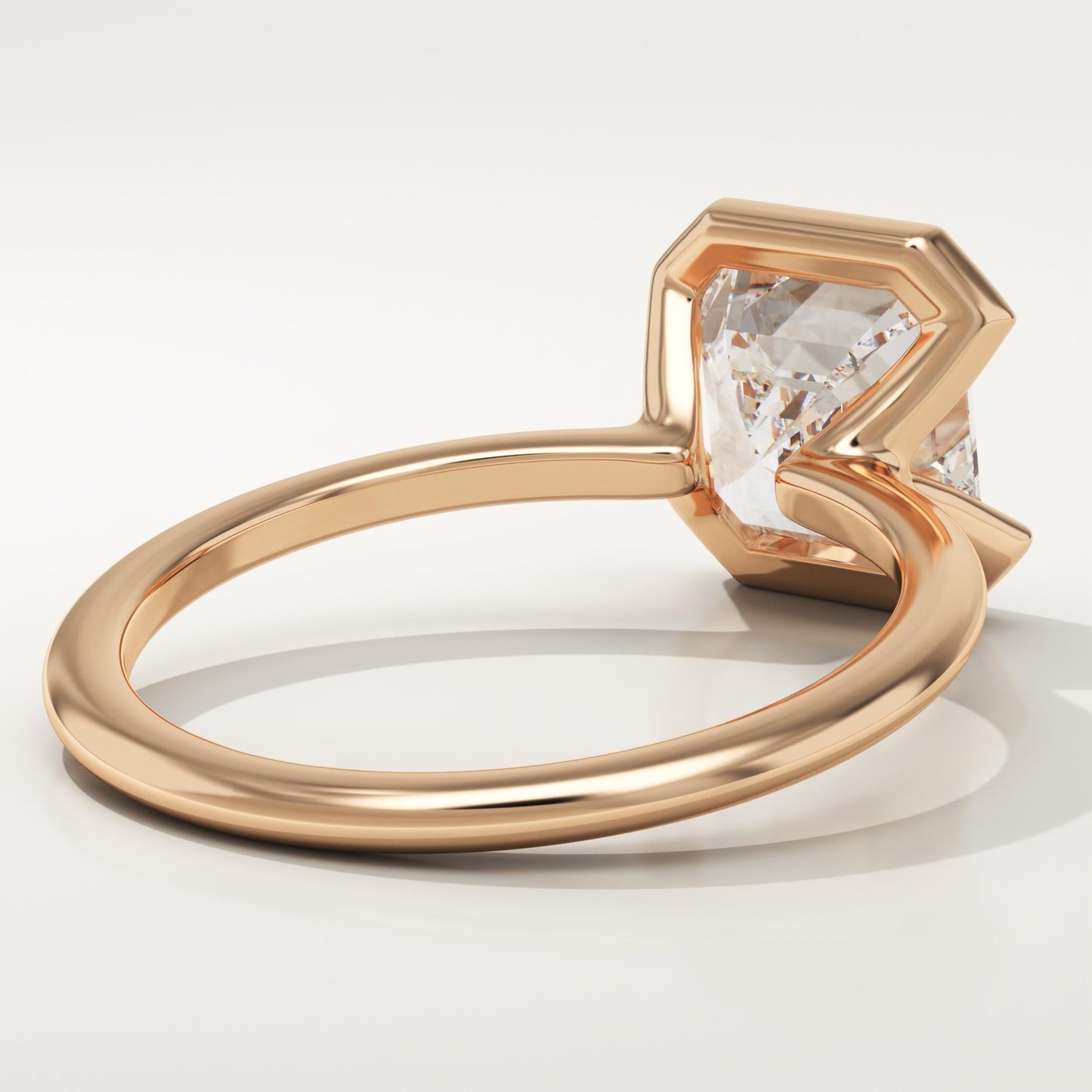 Asscher Cut Half Bezel Lab-Grown Diamond Engagement Ring
