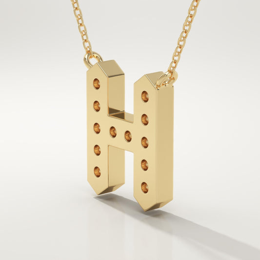 0.36 TCW Round Lab-Grown Diamond H Initial Necklace