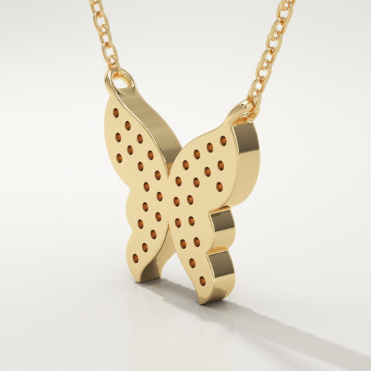0.094 TCW Round Lab-Grown Diamond Butterfly Charm Necklace