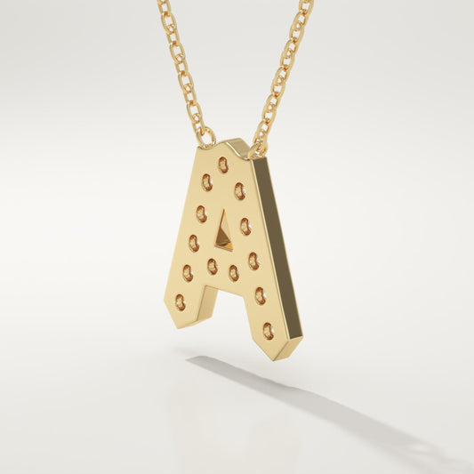 0.226 TCW Round Lab-Grown Diamond A Initial Necklace