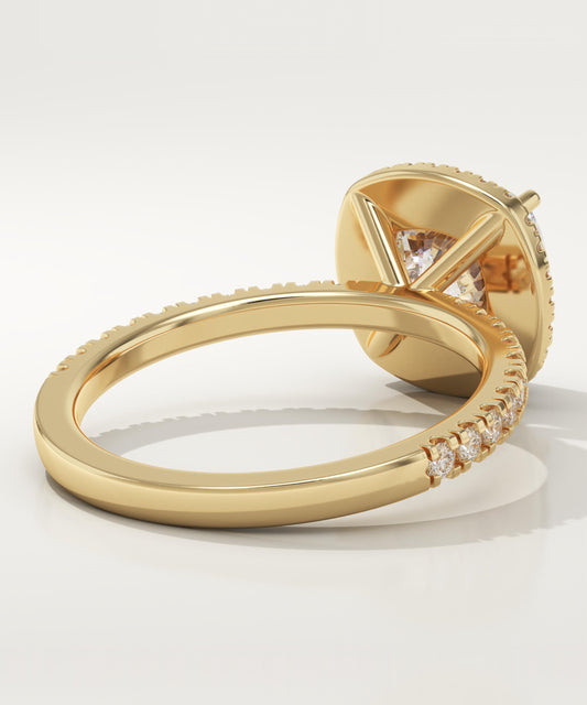Cushion Cut Halo & Pave Lab-Grown Diamond Engagement Ring