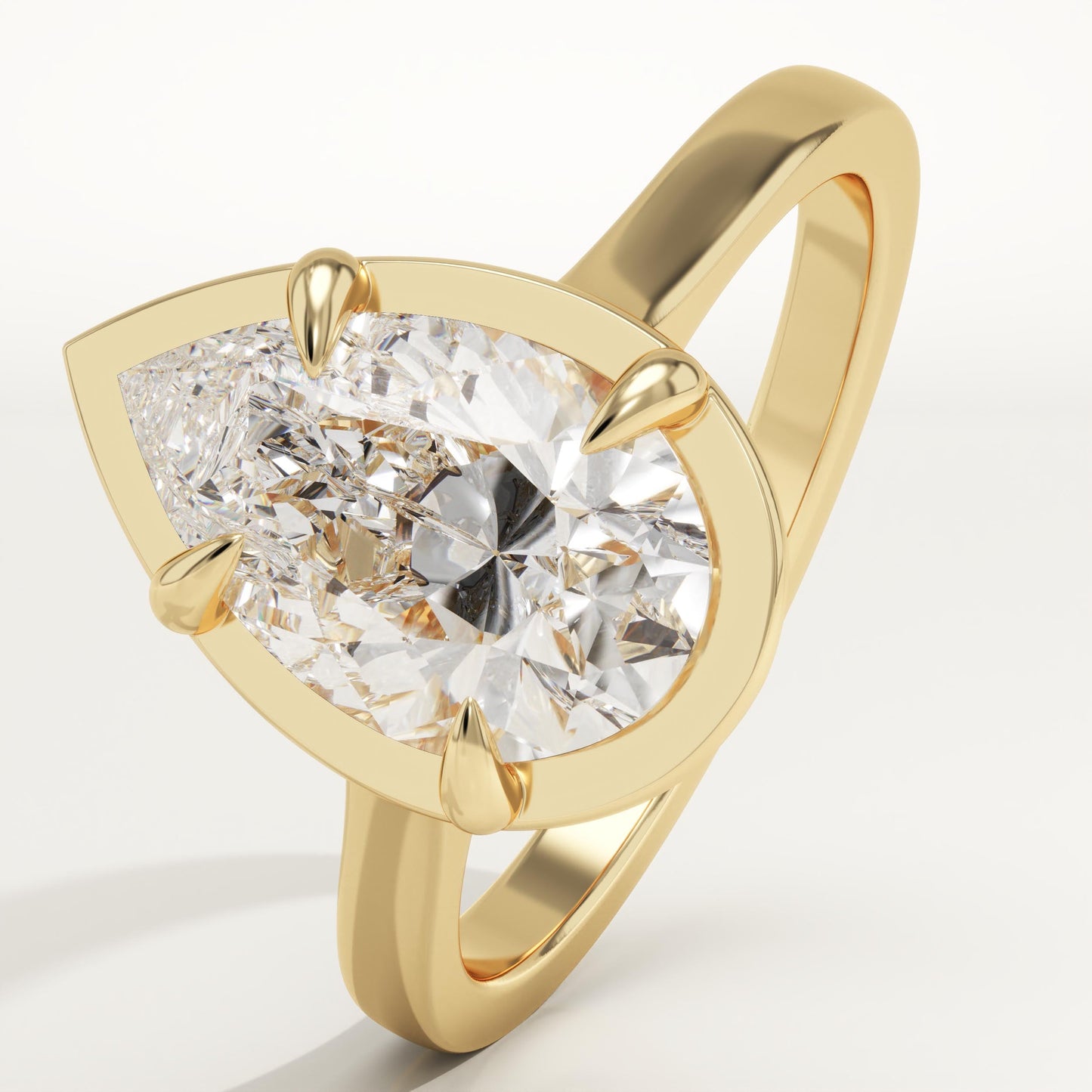 Pear Cut Solitaire Cathedral Lab-Grown Diamond Engagement Ring