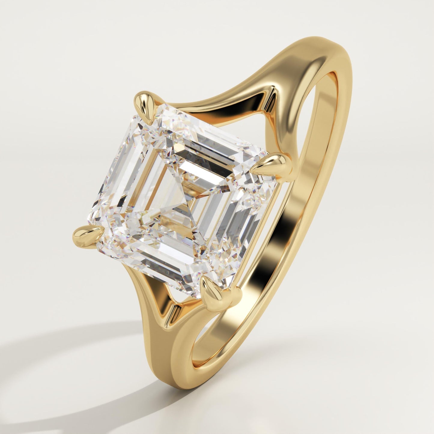 Asscher Cut Solitaire Split Shank Lab-Grown Diamond Engagement Ring