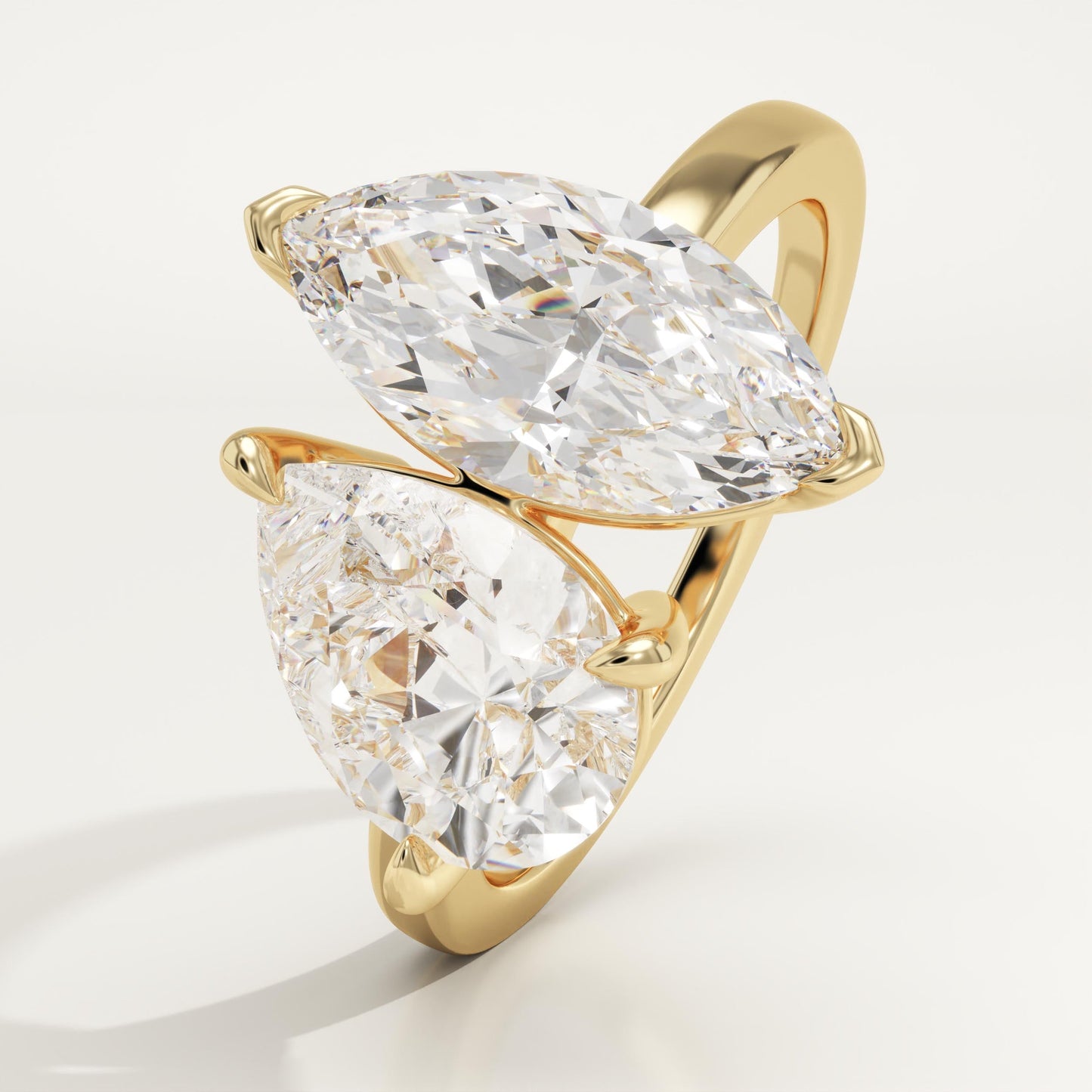 3.5 TCW Marquise & Pear Cut Toi Et Moi Lab-Grown Diamond Engagement Ring