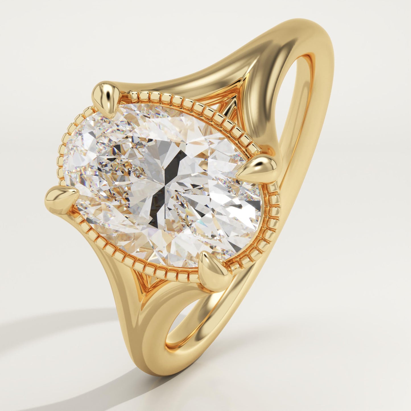Oval Cut Split Shank Lab-Grown Diamond Engagement Ring