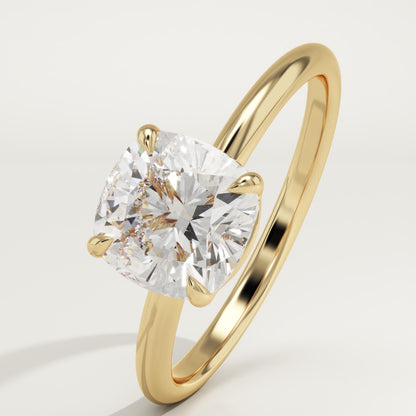 Cushion Cut Solitaire Lab-Grown Diamond Engagement Ring