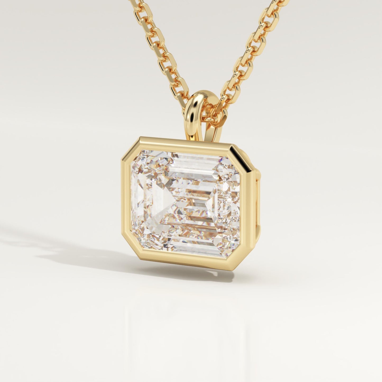 2 CT East West Emerald Lab-Grown Diamond Solitaire & Bezel Necklace