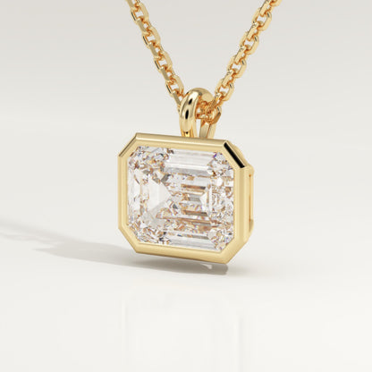 2 CT East West Emerald Lab-Grown Diamond Solitaire & Bezel Necklace