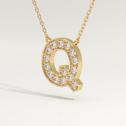 0.268 TCW Round Lab-Grown Diamond Q Initial Necklace