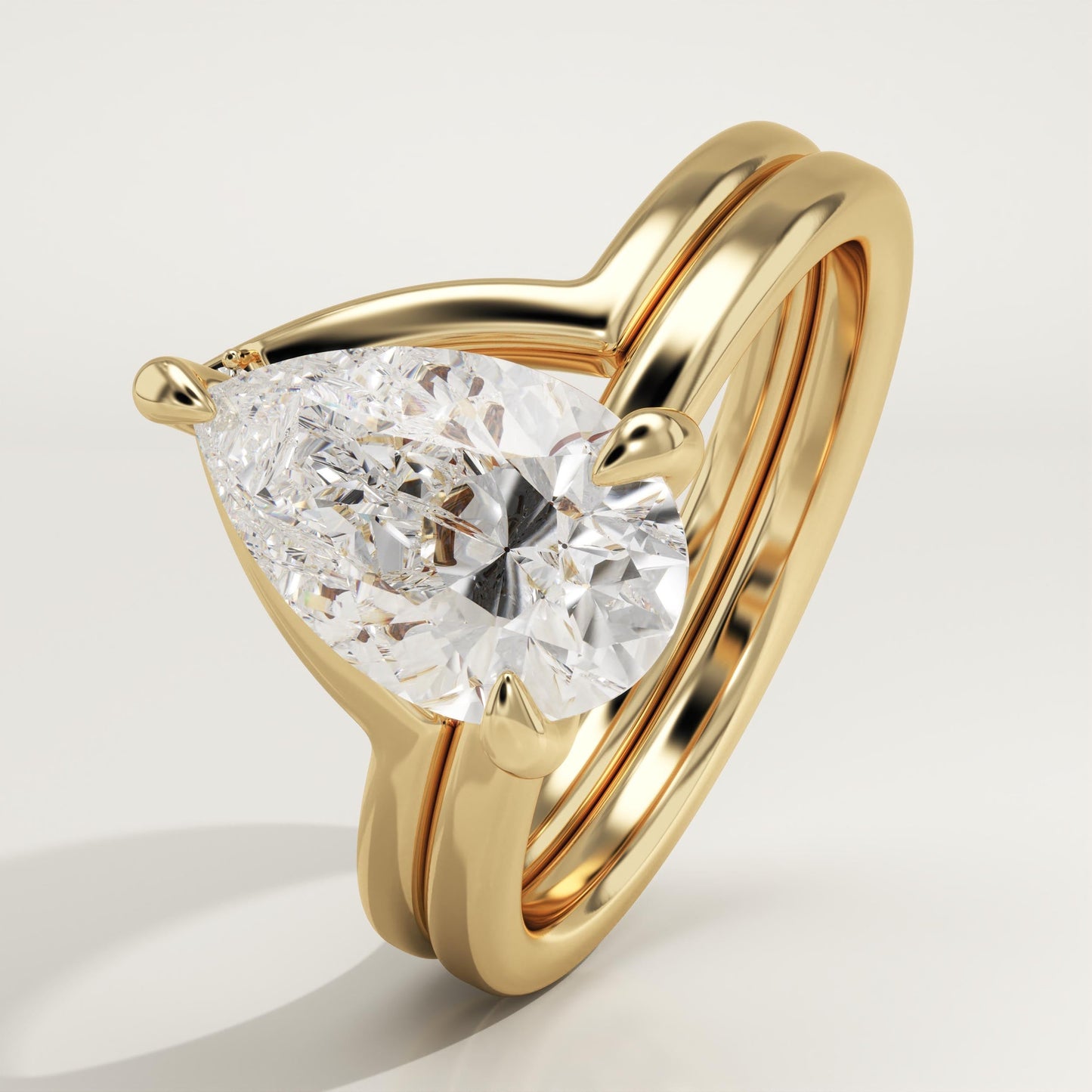 Pear Cut Solitaire Lab-Grown Diamond Bridal Set