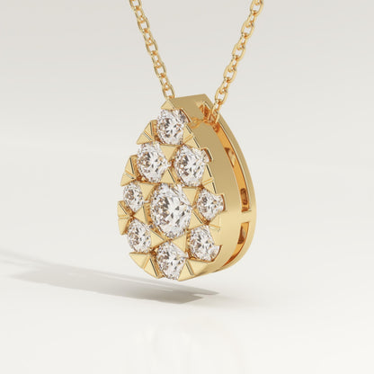0.67 TCW Round Lab-Grown Diamond Pear Charm Necklace