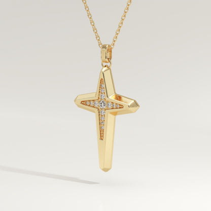 0.193 TCW Round Lab-Grown Diamond Cross Necklace