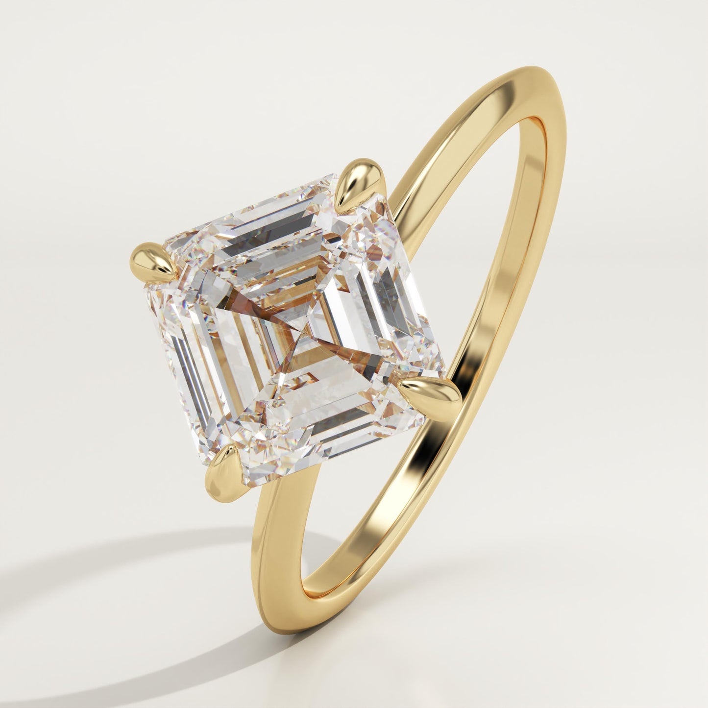 2.25 CT Asscher Cut Solitaire Moissanite Engagement Ring