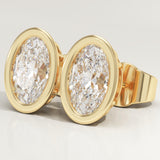 1 TCW Oval Bezel Lab-Grown Diamond Stud Earrings