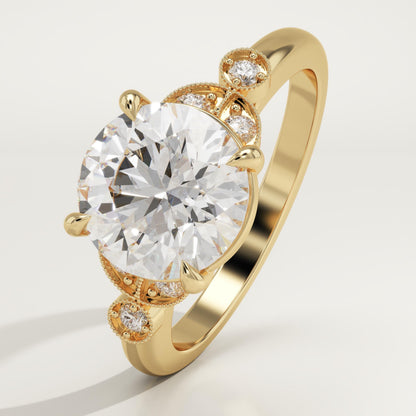 Round Cut Vintage Art Deco Lab-Grown Diamond Engagement Ring