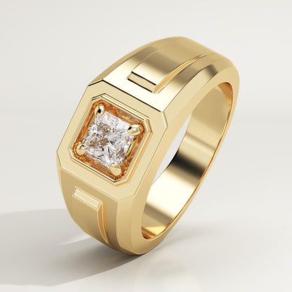 0.5 CT Princess Lab-Grown Diamond Solitaire Wedding Band For Men