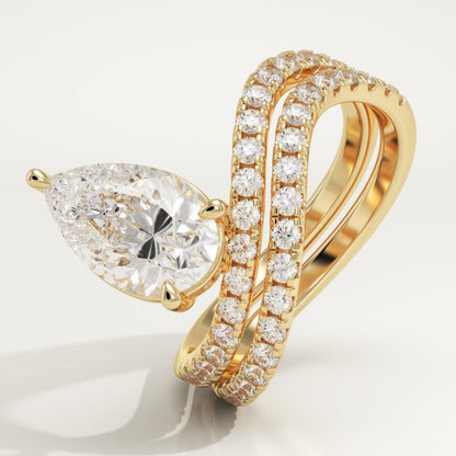 Pear Cut Pave Lab-Grown Diamond Bridal Set