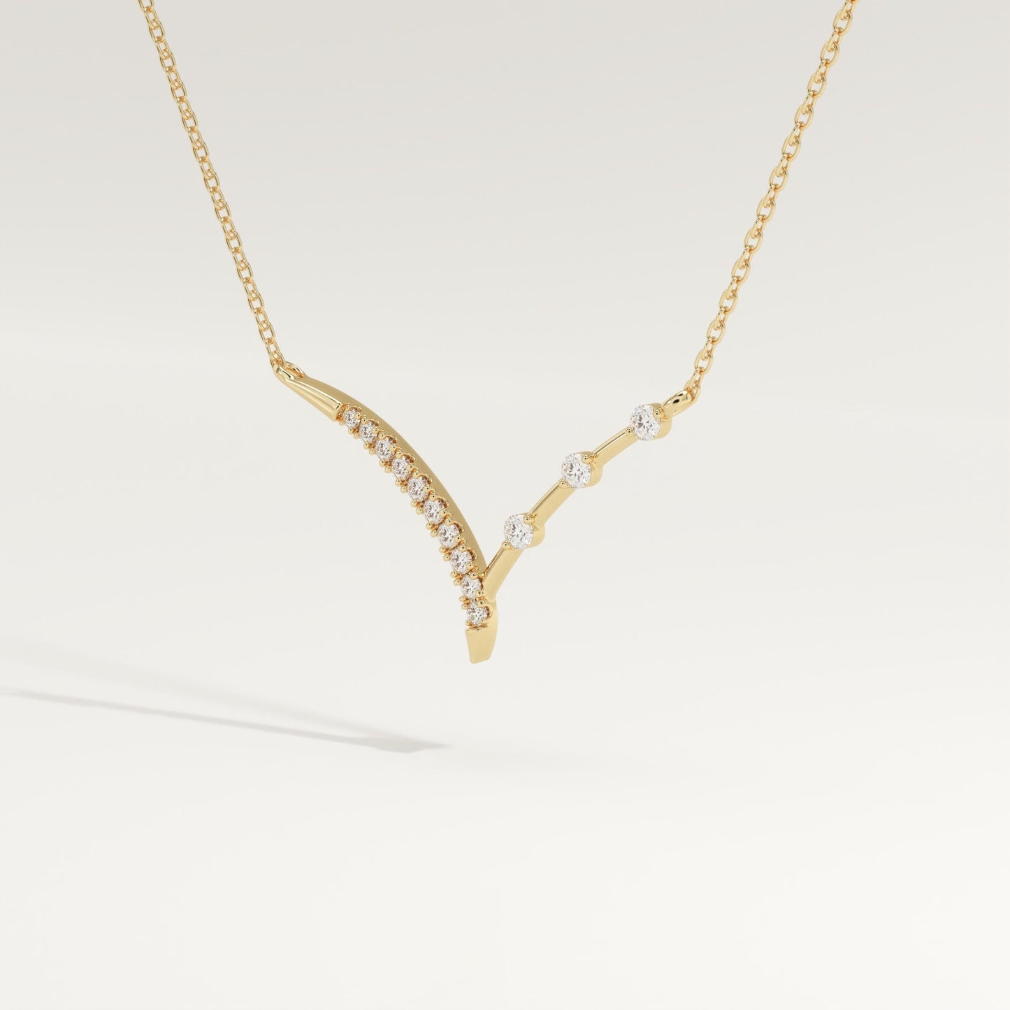 0.128 TCW Round Lab-Grown Diamond Half Chevron Necklace