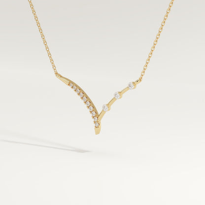 0.128 TCW Round Lab-Grown Diamond Half Chevron Necklace
