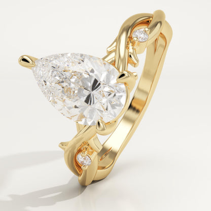Pear Cut Twig Lab-Grown Diamond Engagement Ring