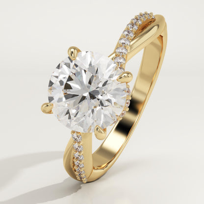 Round Cut Twisted Pave Lab-Grown Diamond Engagement Ring