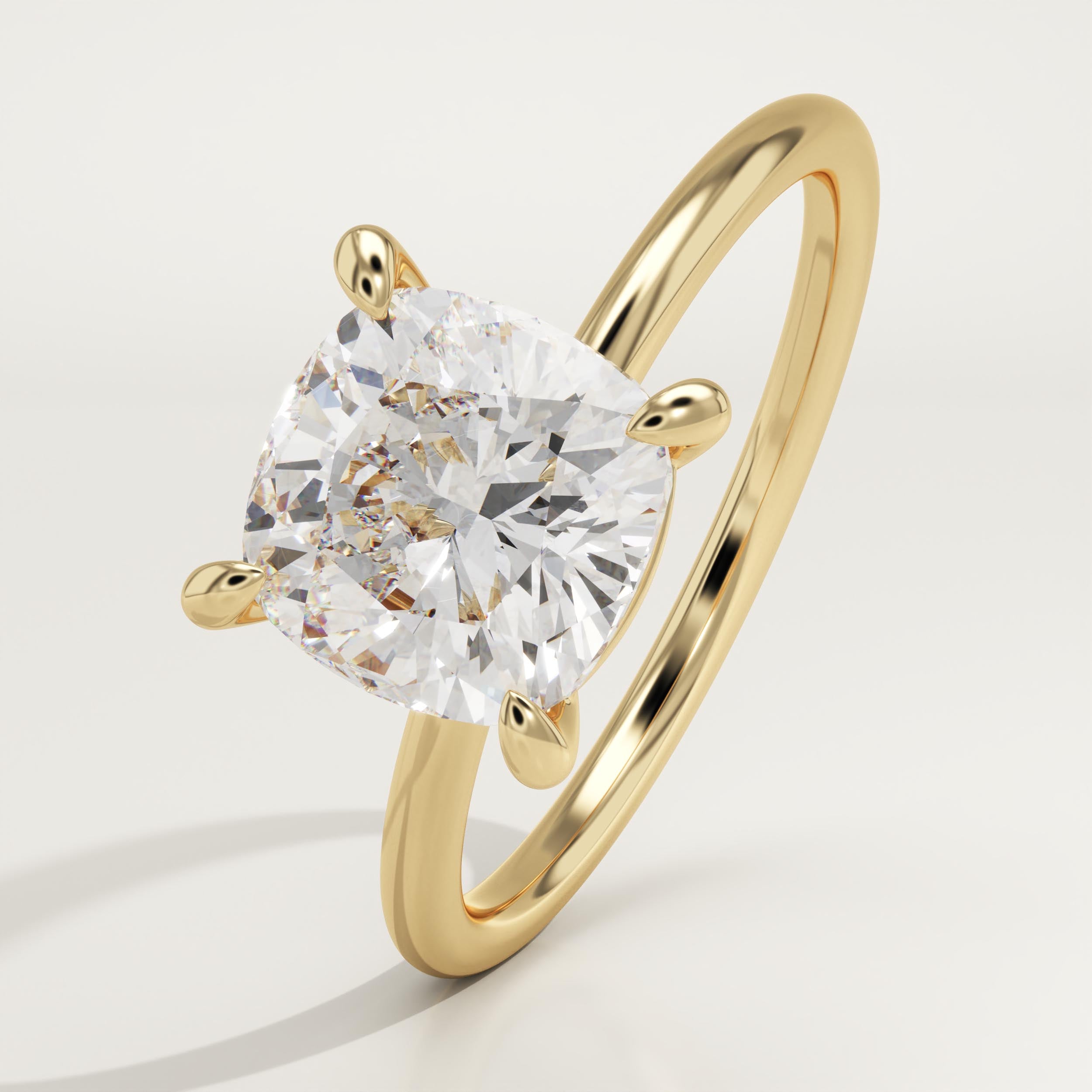 2.0 CT Cushion Cut Solitaire Lab-Grown Diamond Engagement Ring