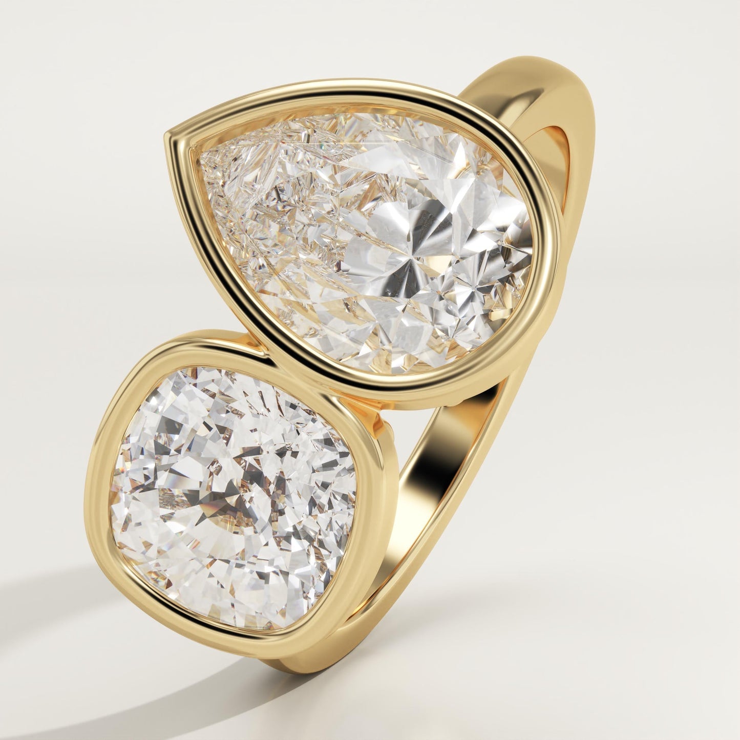 3.5 TCW Cushion & Pear Cut Toi Et Moi Lab-Grown Diamond Engagement Ring