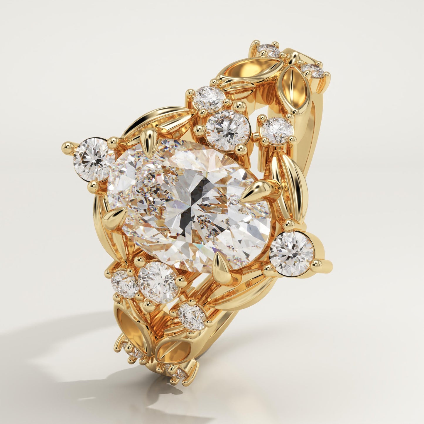 Oval Cut Nature Inspired Lab-Grown Diamond Engagement Ring