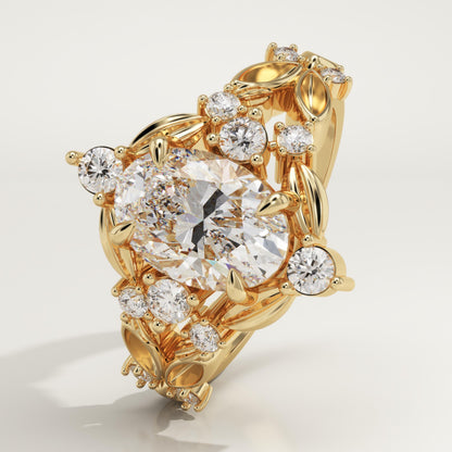 Oval Cut Nature Inspired Lab-Grown Diamond Engagement Ring