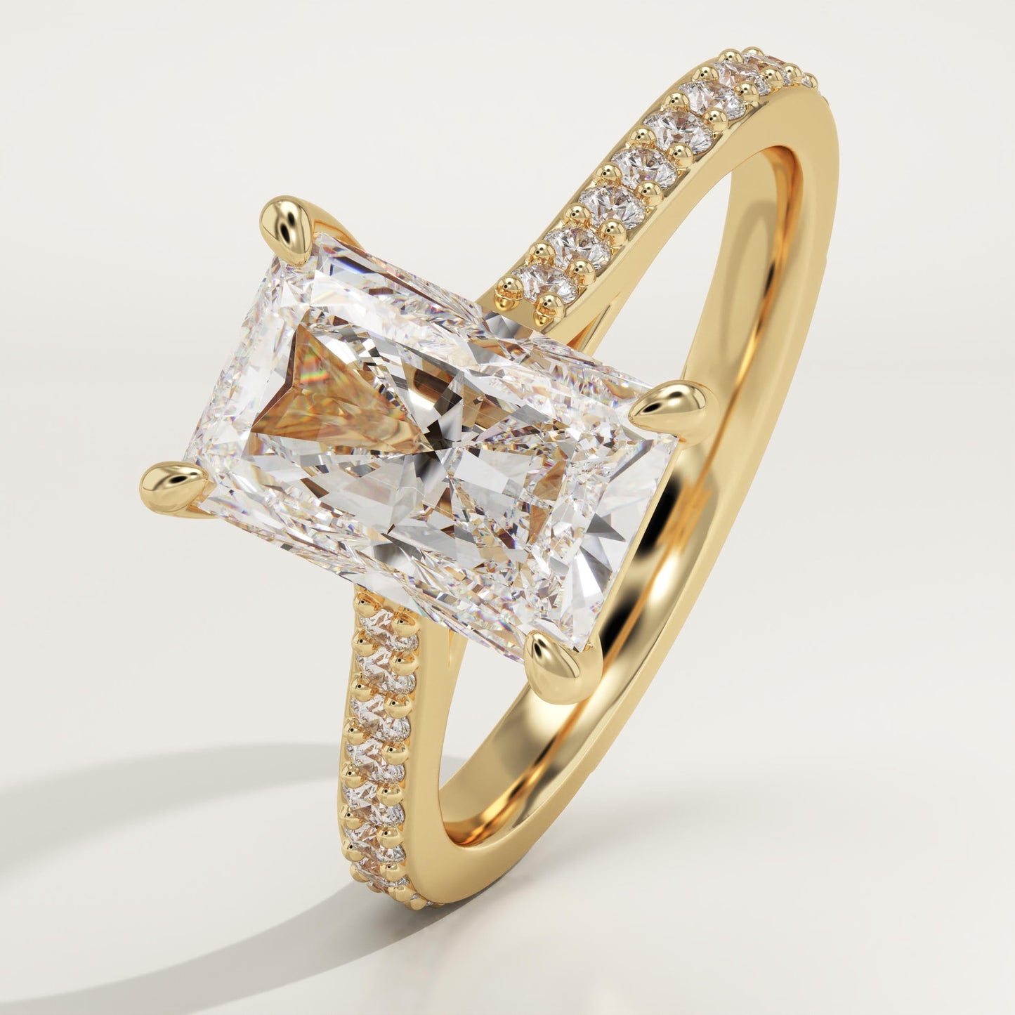Radiant Cut Pave Cathedral Lab-Grown Diamond Engagement Ring