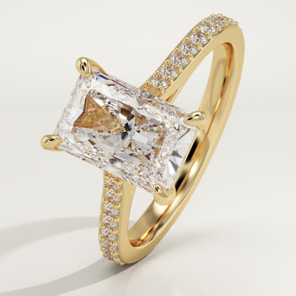 Radiant Cut Pave Cathedral Lab-Grown Diamond Engagement Ring
