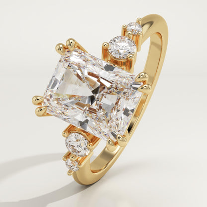 Radiant Cut Cluster Lab-Grown Diamond Engagement Ring